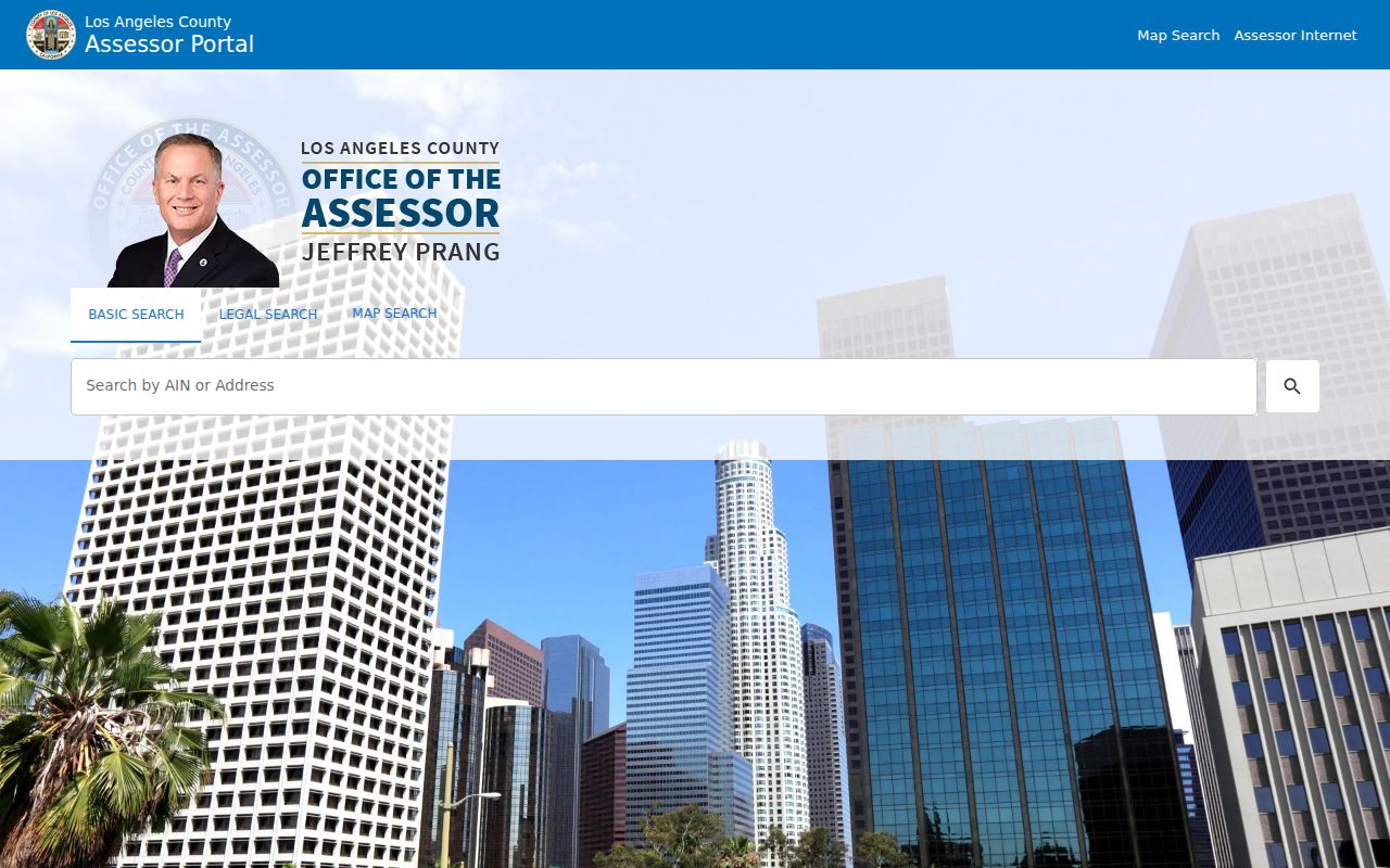 California street directory search starting at the Los Angeles Assessor Portal